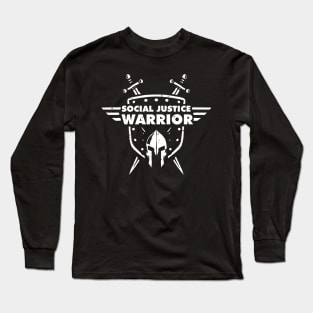 Social Justice Warrior (SJW) - funny shield, helmet and swords warrior Long Sleeve T-Shirt